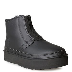 UGG NEUMEL PLATFORM ZIP ULTRA MATTE BLACK LEATHER WOMEN'S BOOTS SIZE US 8